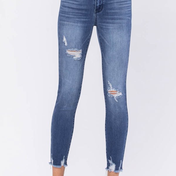 Judy Blue High Rise Destroyed Hem Skinny Denim 82206 - Plus