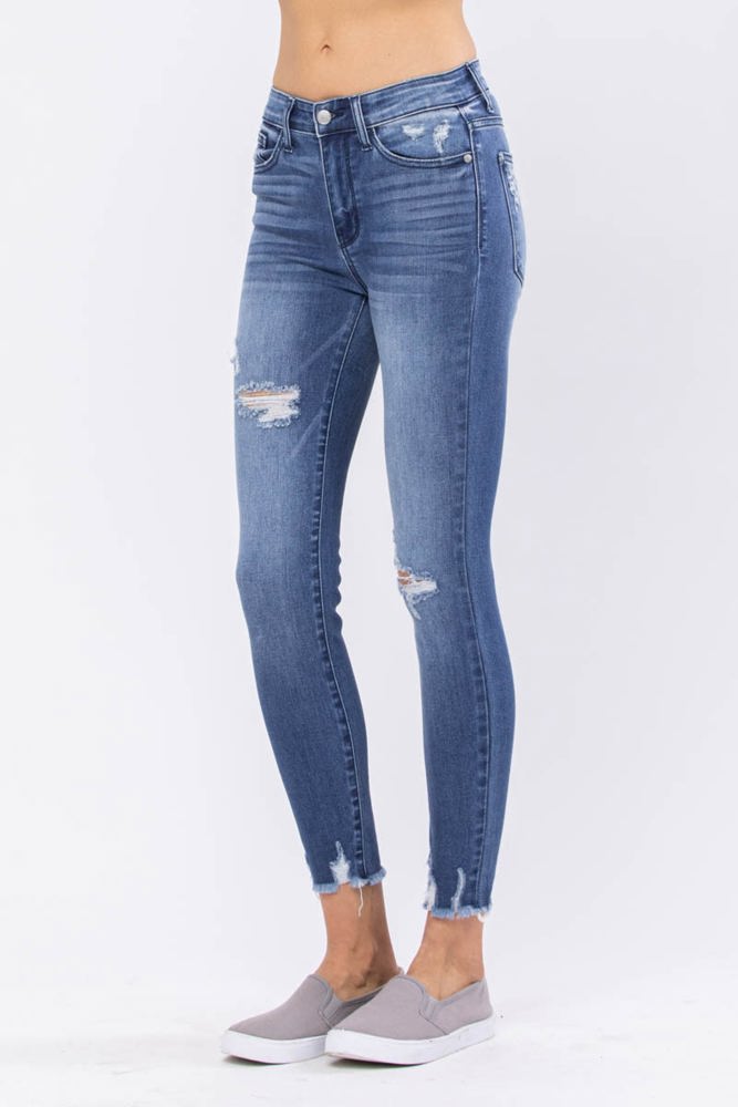 Judy Blue High Rise Destroyed Hem Skinny Denim 82206 - Plus