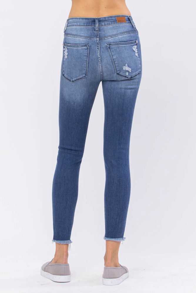 Judy Blue High Rise Destroyed Hem Skinny Denim 82206 - Plus