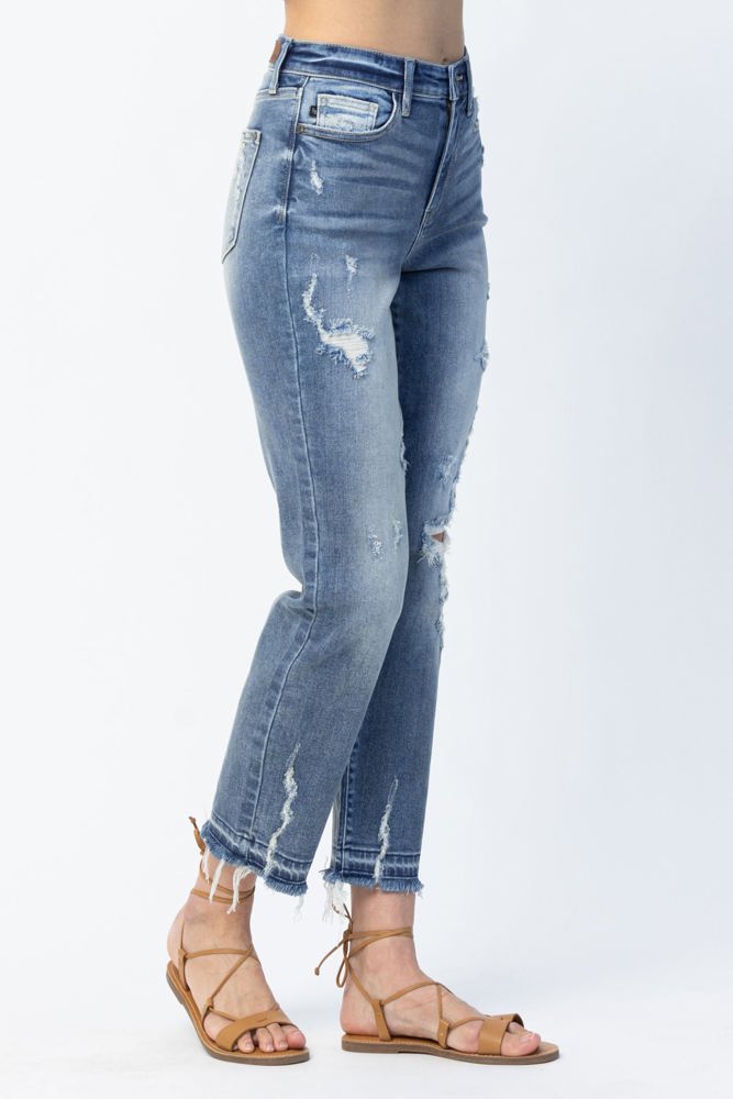 Judy Blue High Waist Release Hem Ankle Straight Denim 82436 - Plus