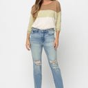  Judy Blue Mid Rise Tinted Wash & Destroy Crop Straight Denim 88512