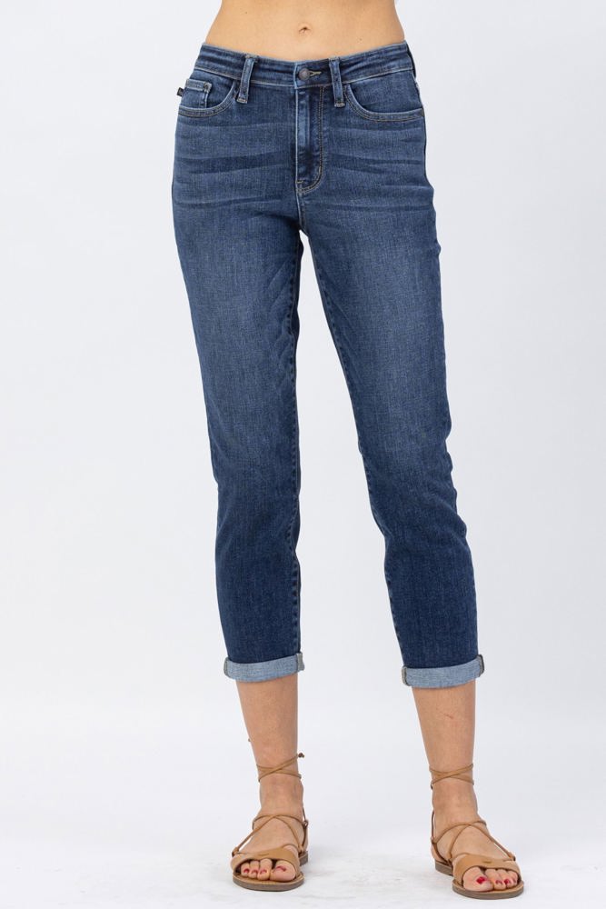 Judy Blue High Rise Cuffed Crop Slim Denim 82390