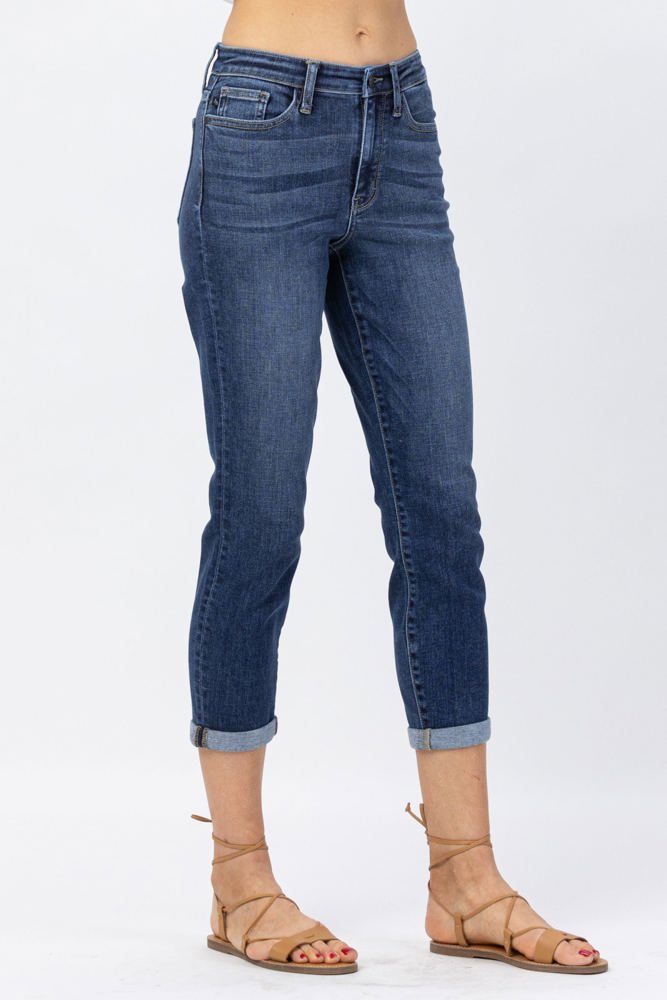 Judy Blue High Rise Cuffed Crop Slim Denim 82390