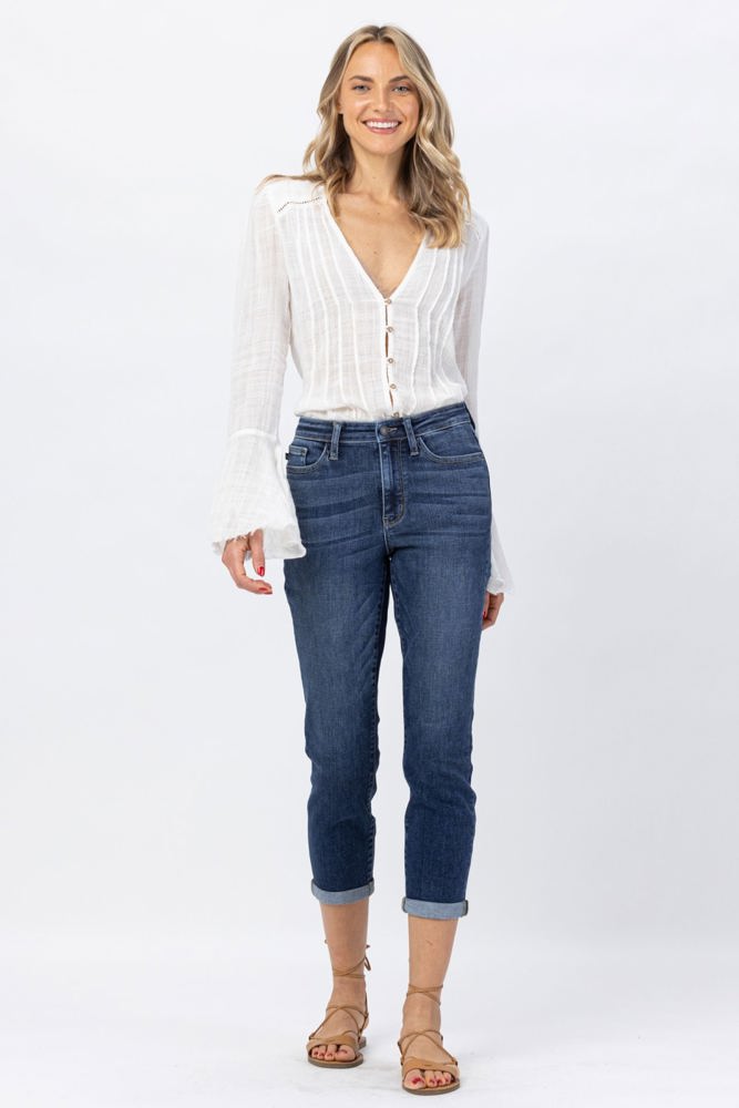 Judy Blue High Rise Cuffed Crop Slim Denim 82390