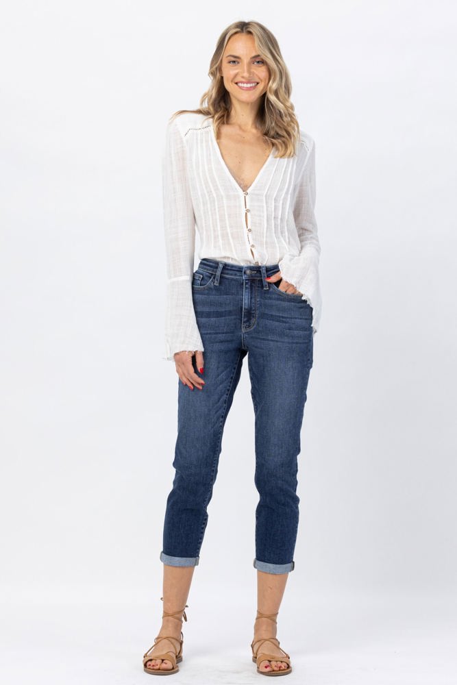 Judy Blue High Rise Cuffed Crop Slim Denim 82390