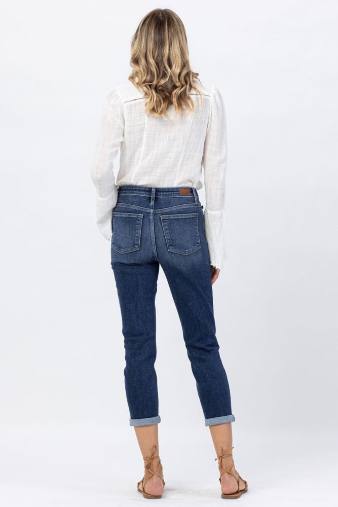 Judy Blue High Rise Cuffed Crop Slim Denim 82390