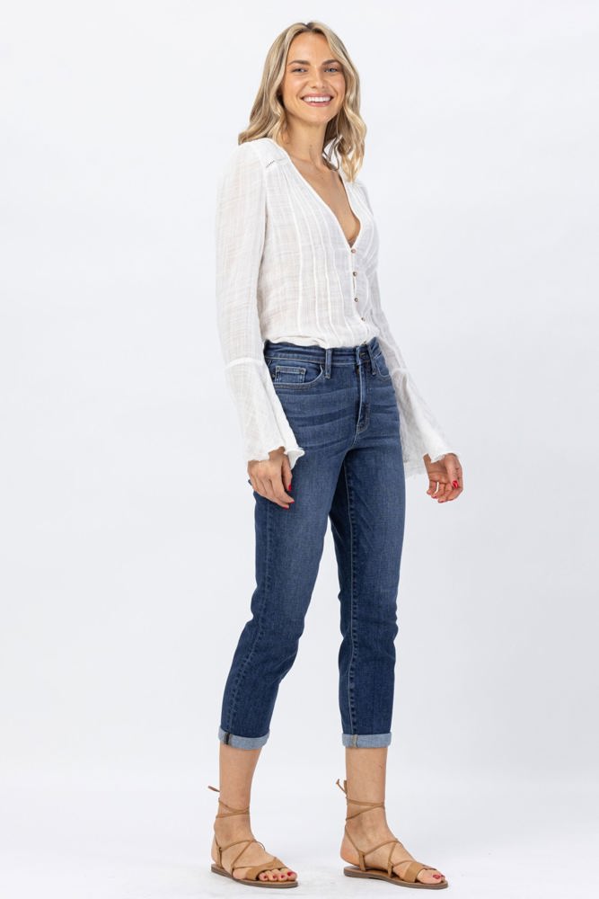 Judy Blue High Rise Cuffed Crop Slim Denim 82390