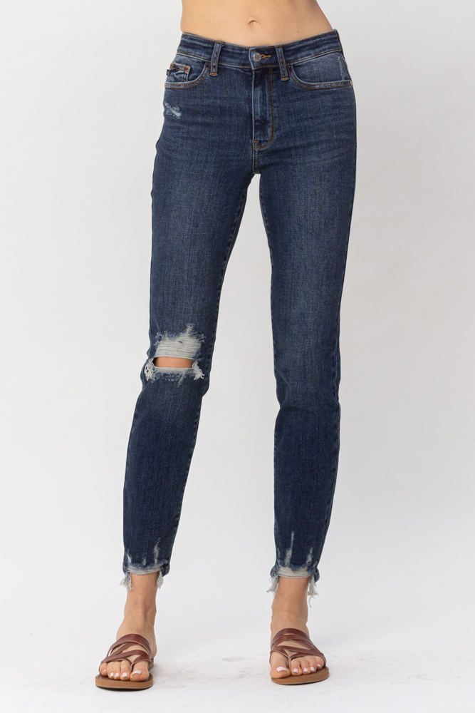 Judy Blue Mid Rise Chopped Hem Relaxed Denim 82446 - Plus