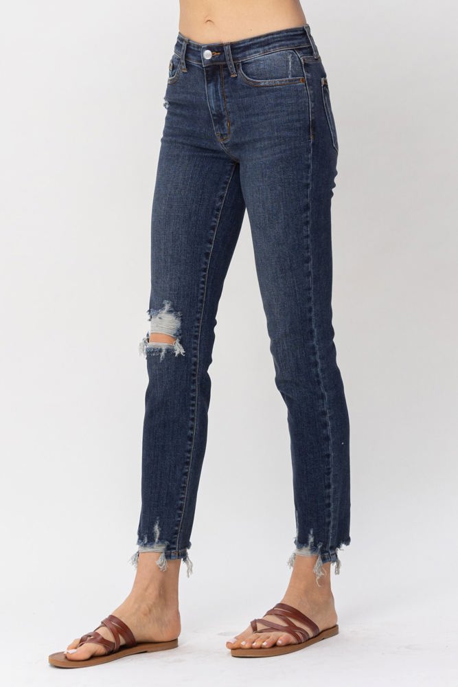 Judy Blue Mid Rise Chopped Hem Relaxed Denim 82446 - Plus