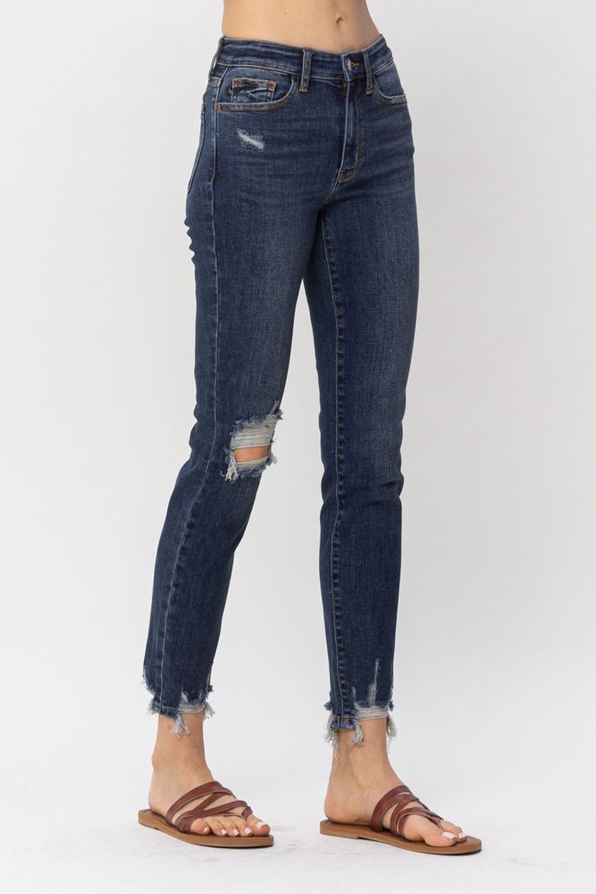 Judy Blue Mid Rise Chopped Hem Relaxed Denim 82446 - Plus