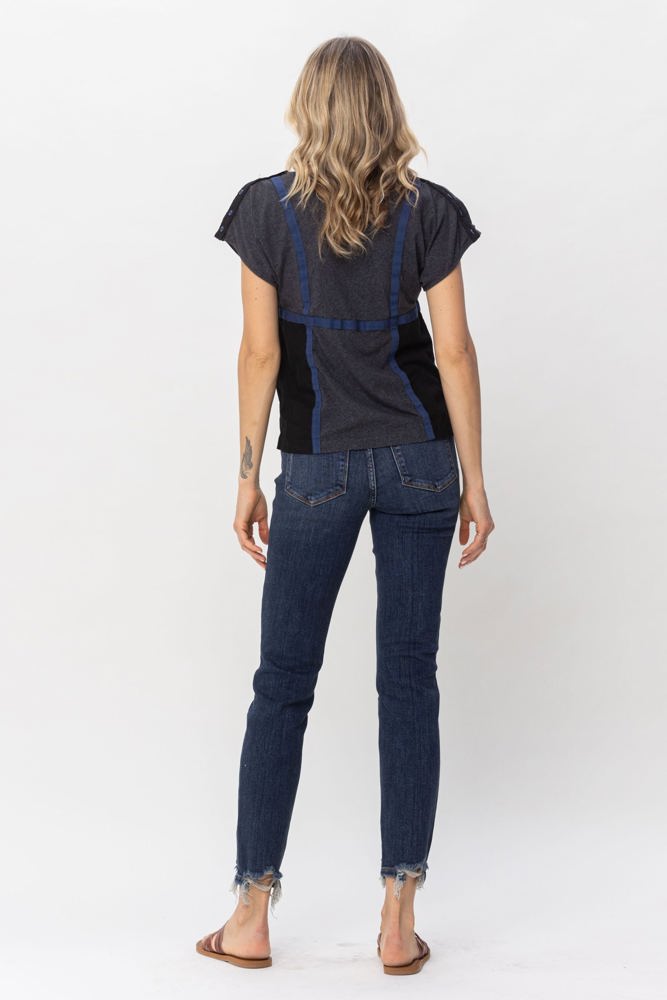 Judy Blue Mid Rise Chopped Hem Relaxed Denim 82446 - Plus