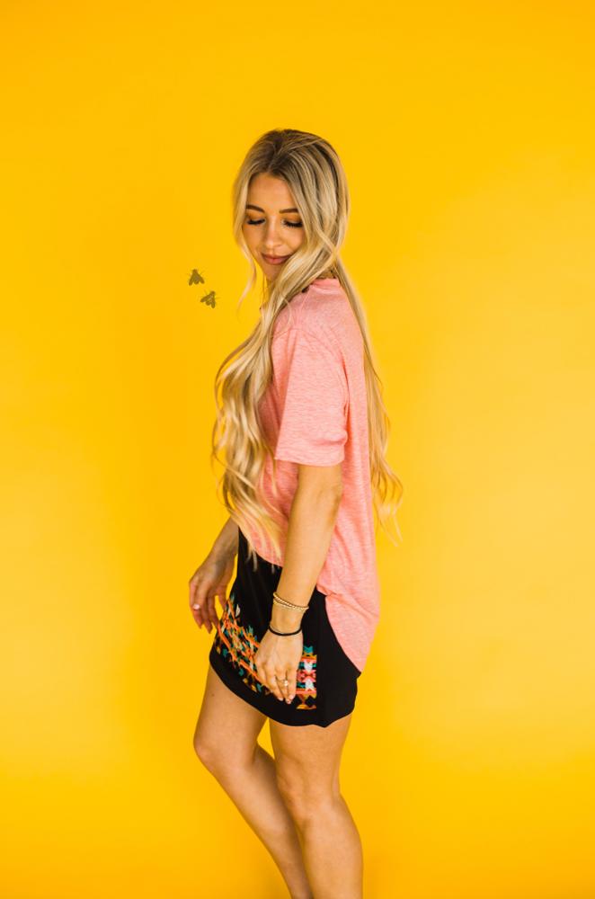 2 Fly The Basic Short Sleeve Top, Peaches