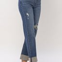  Judy Blue Mid Rise & Single Cuff Dad Jean Straight Denim 88580