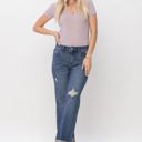  Judy Blue Mid Rise & Single Cuff Dad Jean Straight Denim 88580