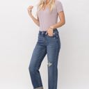  Judy Blue Mid Rise & Single Cuff Dad Jean Straight Denim 88580