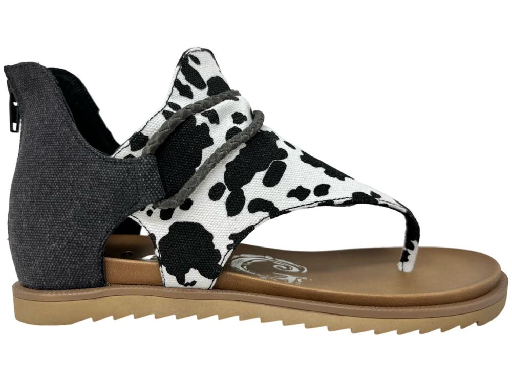 Very G "Angelika 2" Black & White Cow Sandal