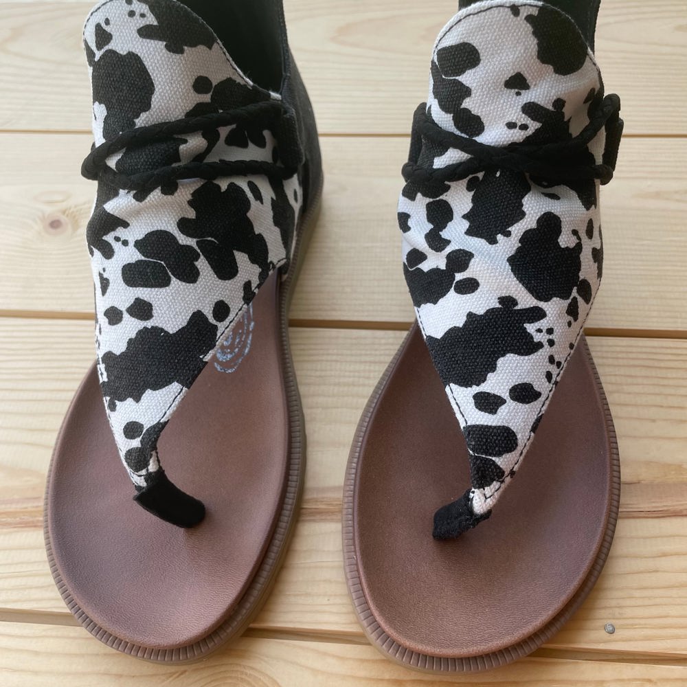 Very G "Angelika 2" Black & White Cow Sandal