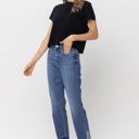  Judy Blue High Waist Fray Slit Release Hem Straight Denim 82453 - Plus