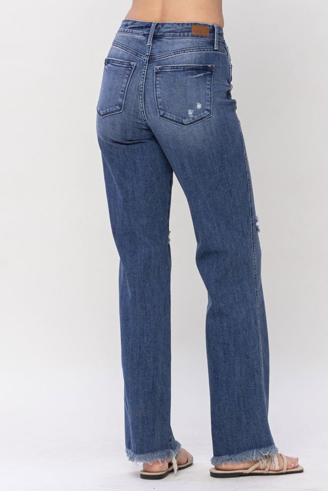 Judy Blue High Waist W/ Knee Destroy Straight Denim 82498 - Plus