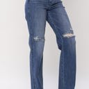  Judy Blue High Waist W/ Knee Destroy Straight Denim 82498 - Plus