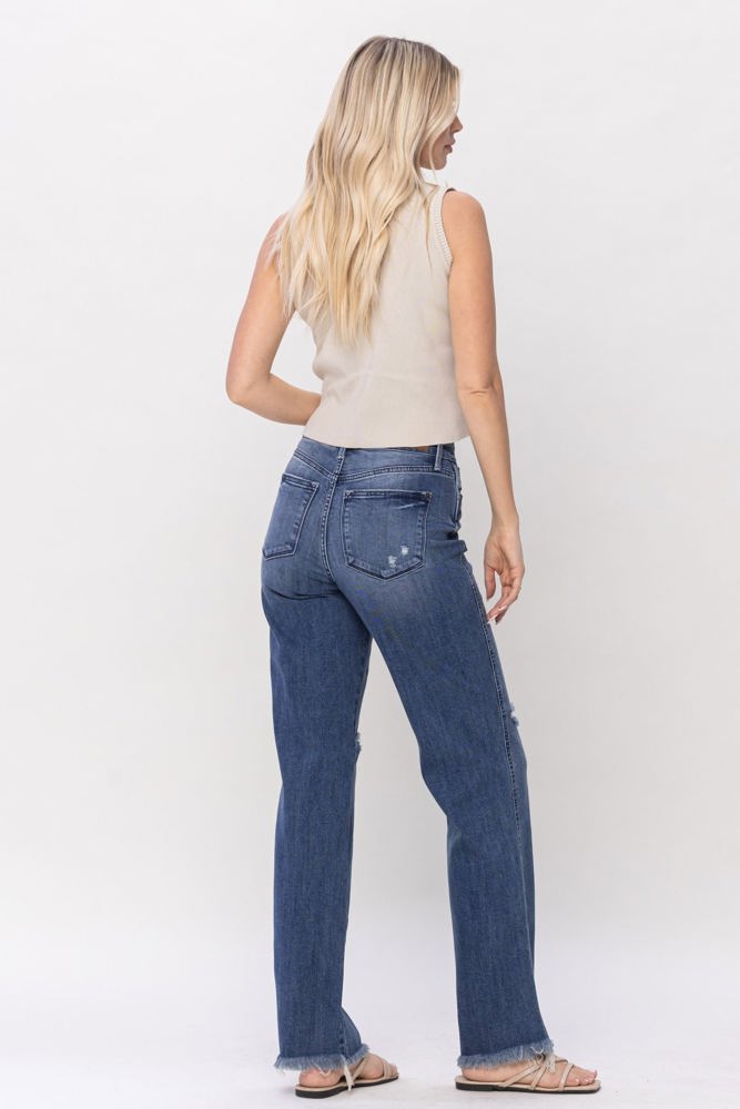 Judy Blue High Waist W/ Knee Destroy Straight Denim 82498 - Plus