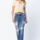  Judy Blue Mid Rise Destroyed Straight Denim 82425