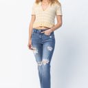  Judy Blue Mid Rise Destroyed Straight Denim 82425