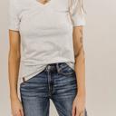  Ampersand Vneck LuLu Short Sleeve Top, Heather Grey