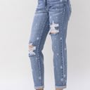  Judy Blue Mid Rise "Star Crossed" Destroy & Roll Cuff Boyfriend Denim 88553 - Plus