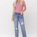  Judy Blue Mid Rise "Star Crossed" Destroy & Roll Cuff Boyfriend Denim 88553 - Plus