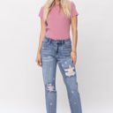  Judy Blue Mid Rise "Star Crossed" Destroy & Roll Cuff Boyfriend Denim 88553 - Plus