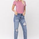  Judy Blue Mid Rise "Star Crossed" Destroy & Roll Cuff Boyfriend Denim 88553 - Plus