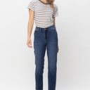  Judy Blue High Waist Cool Denim Sustainable Cuff Boyfriend Denim 88608 - Plus