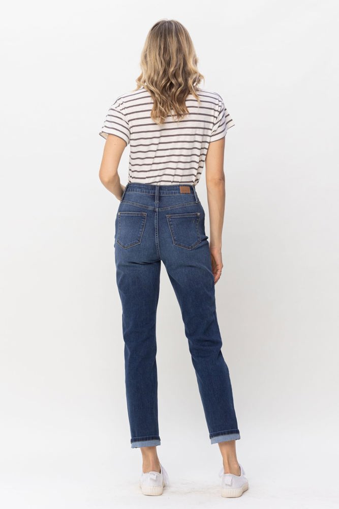 Judy Blue High Waist Cool Denim Sustainable Cuff Boyfriend Denim 88608 - Plus