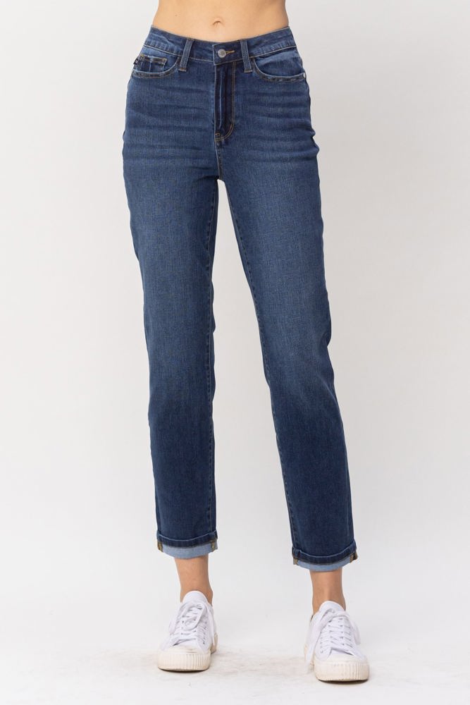 Judy Blue High Waist Cool Denim Sustainable Cuff Boyfriend Denim 88608