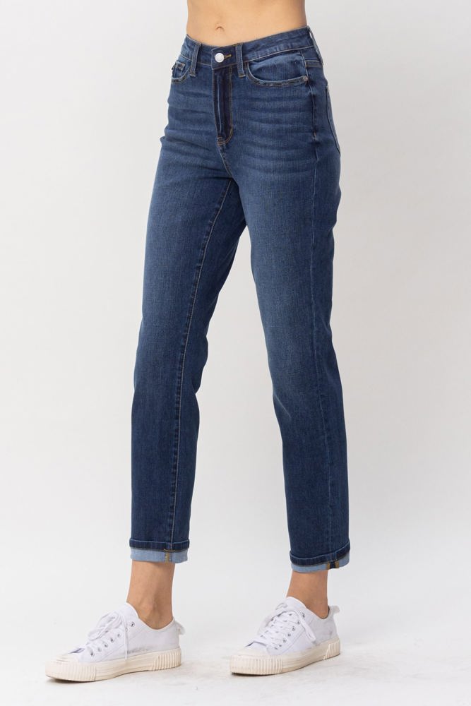 Judy Blue High Waist Cool Denim Sustainable Cuff Boyfriend Denim 88608