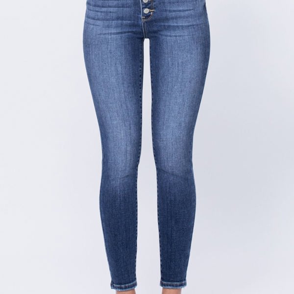 Judy Blue High Rise Button Fly Skinny Denim 82319