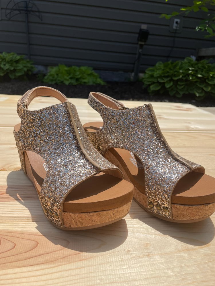 Very G "Culver" Gold Sparkle Wedge