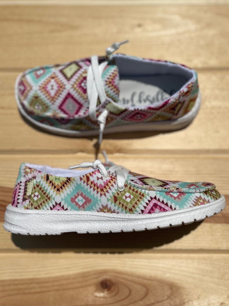 Gypsy Jazz "Adair" White & Pink Slip-on Shoes