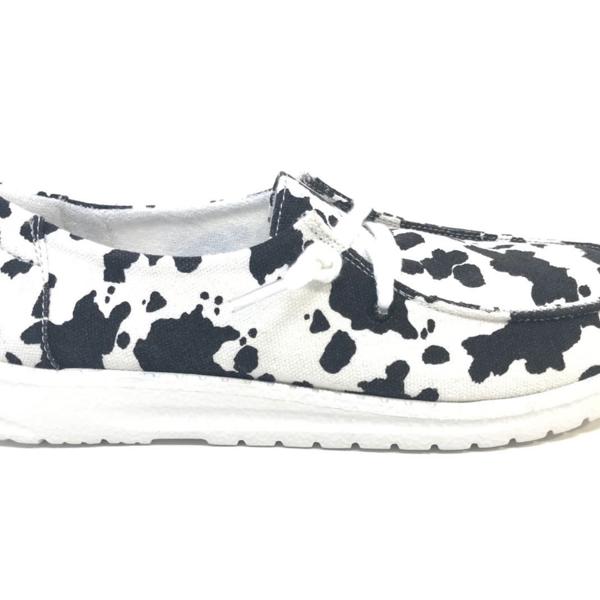 Gypsy Jazz "Milk It 2" Black & White Cow Slip-on Shoes