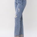  Judy Blue Mid Rise Knee Destroyed Cuffed Long Boyfriend Denim 88605 - Plus