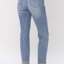  Judy Blue Mid Rise Knee Destroyed Cuffed Long Boyfriend Denim 88605 - Plus