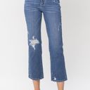  Judy Blue High Waist Destroy and Pocket Hem Embroidery Ankle Straight Denim 88610