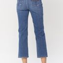  Judy Blue High Waist Destroy and Pocket Hem Embroidery Ankle Straight Denim 88610