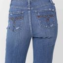  Judy Blue High Waist Destroy and Pocket Hem Embroidery Ankle Straight Denim 88610