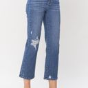  Judy Blue High Waist Destroy and Pocket Hem Embroidery Ankle Straight Denim 88610