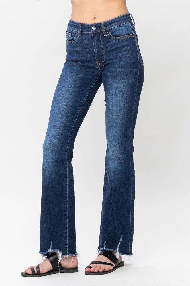 Judy Blue Mid Rise Non Distressed Hem Bootcut Denim 82519