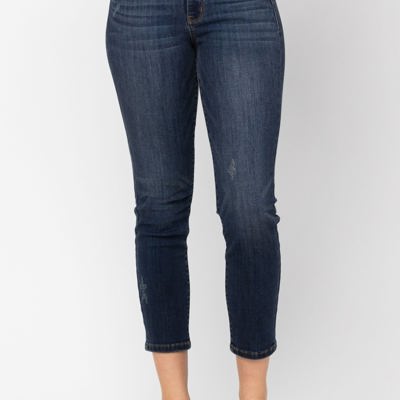 Judy Blue Mid Rise Cropped Relaxed Denim Jeans 82251