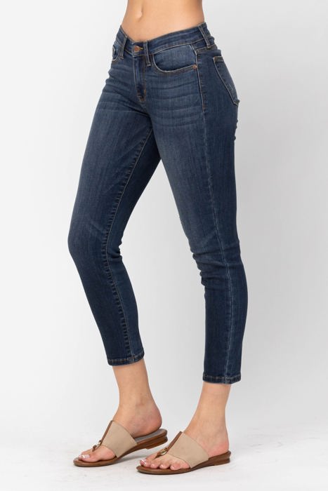 Judy Blue Mid Rise Cropped Relaxed Denim Jeans 82251 - Plus