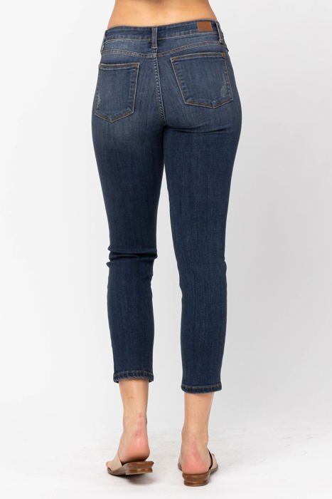 Judy Blue Mid Rise Cropped Relaxed Denim Jeans 82251 - Plus